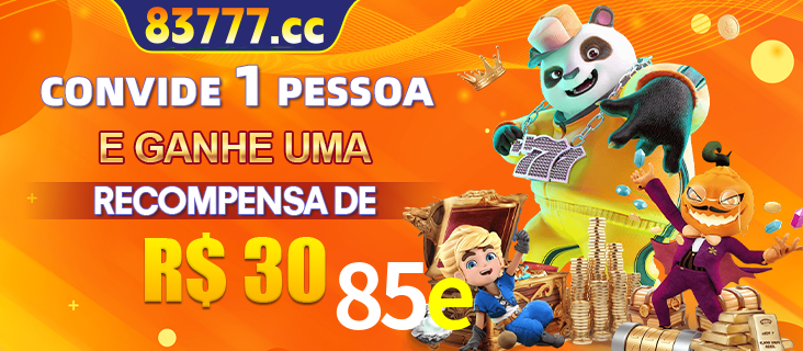 Banner institucional da 85e sobre parceria de marcas e criação de uma marca de excelência, apresentando os mascotes de jogos populares como o Fortune Tiger.