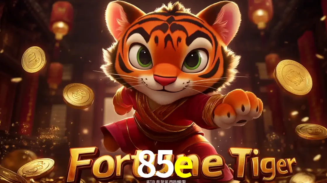 O carismático mascote do jogo de slot Fortune Tiger, um tigre fofo em pose de artes marciais, pronto para trazer sorte e multiplicadores de ganhos no cassino online 85e.